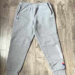 Puma Gray BMW Motorsport Jogger Pants with Accent Stripe